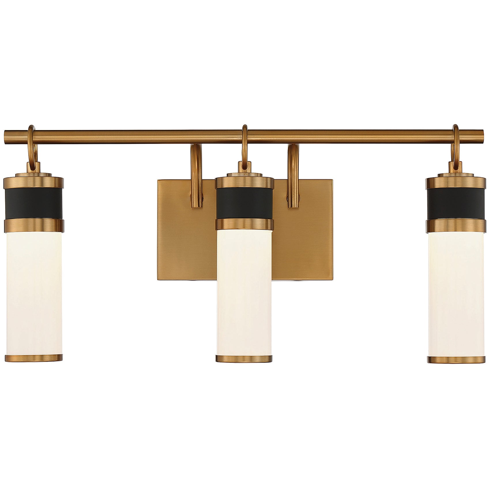 Abel 3-Light LED Bathroom Vanity Light in Matte Black with Warm Brass Accents