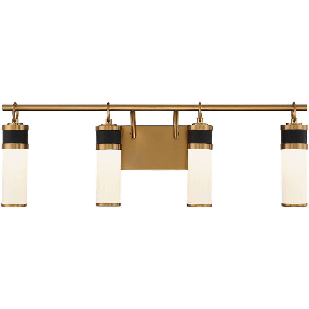 Abel 4-Light LED Bathroom Vanity Light in Matte Black with Warm Brass Accents