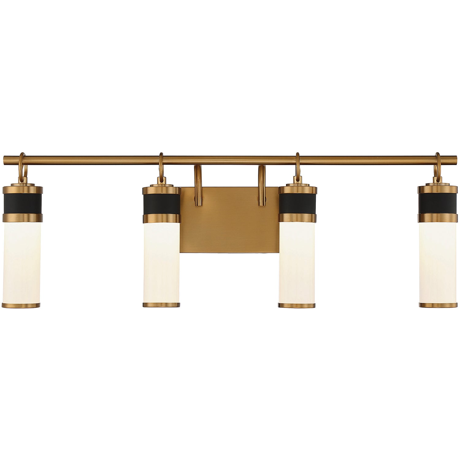 Abel 4-Light LED Bathroom Vanity Light in Matte Black with Warm Brass Accents