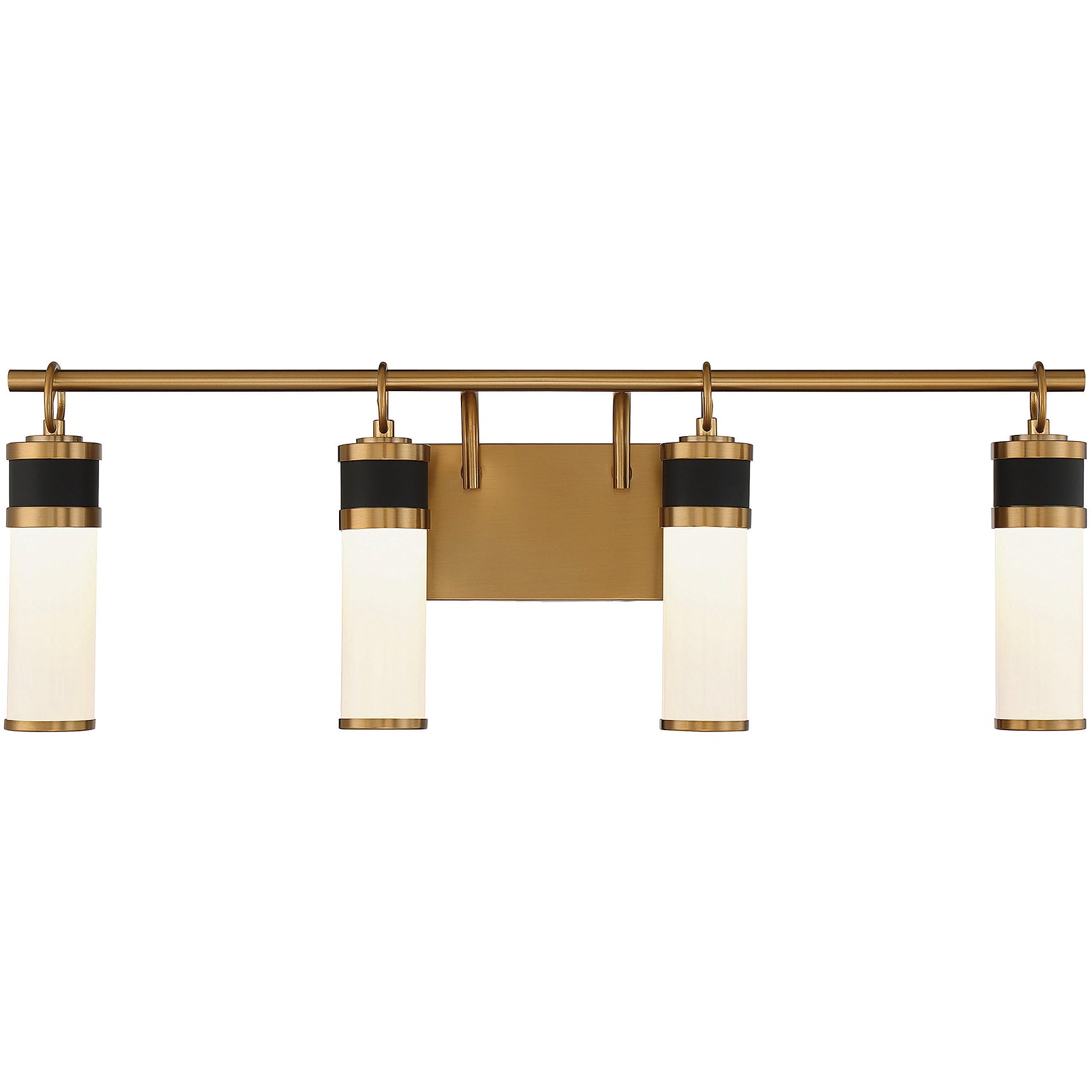 Abel 4-Light LED Bathroom Vanity Light in Matte Black with Warm Brass Accents