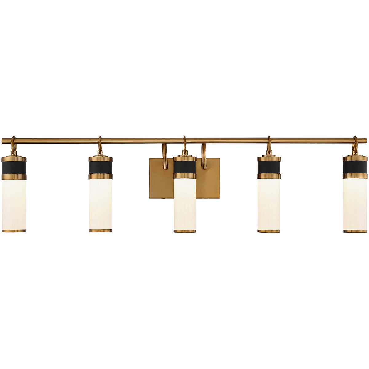 Abel 5-Light LED Bathroom Vanity Light in Matte Black with Warm Brass Accents