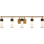 Abel 5-Light LED Bathroom Vanity Light in Matte Black with Warm Brass Accents