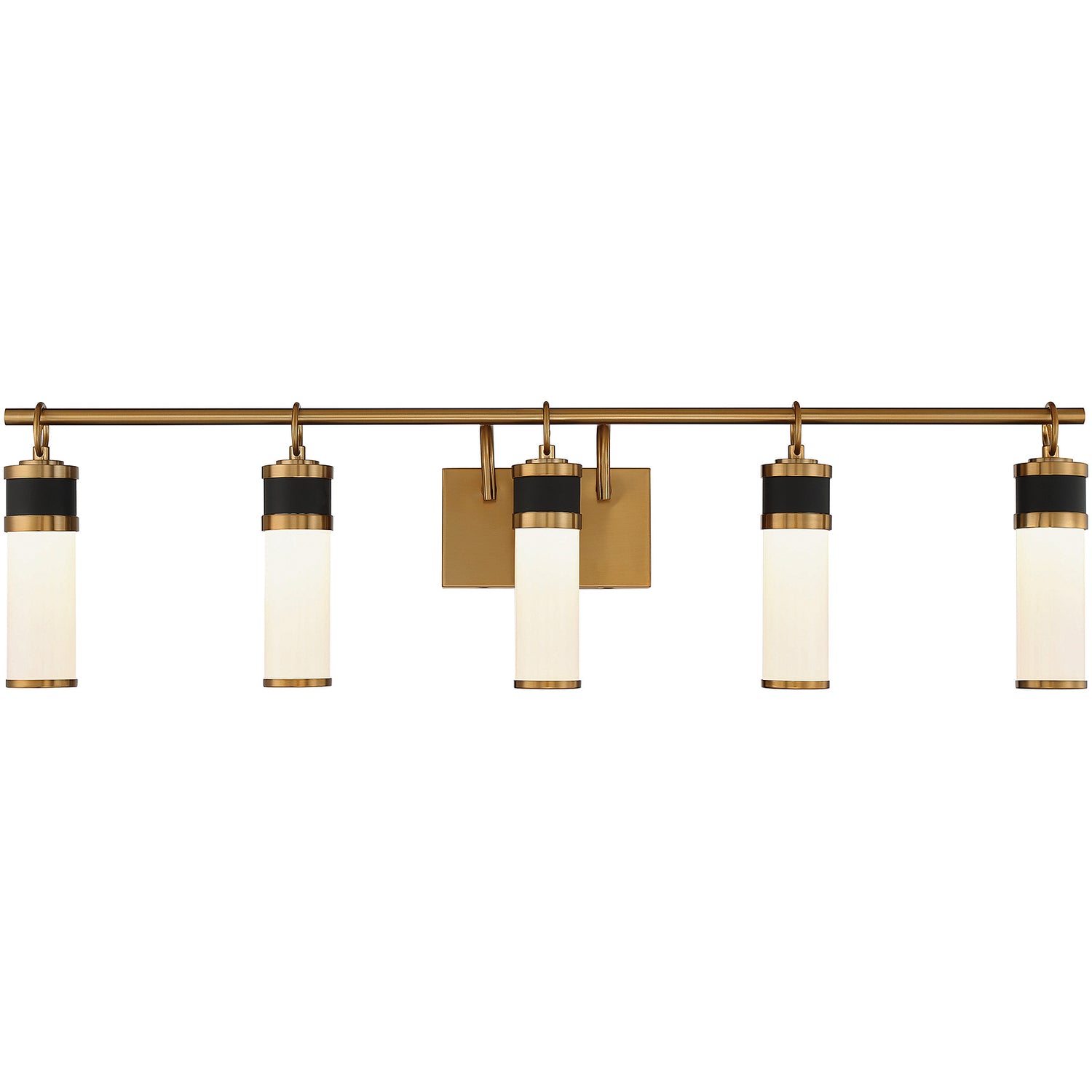 Abel 5-Light LED Bathroom Vanity Light in Matte Black with Warm Brass Accents