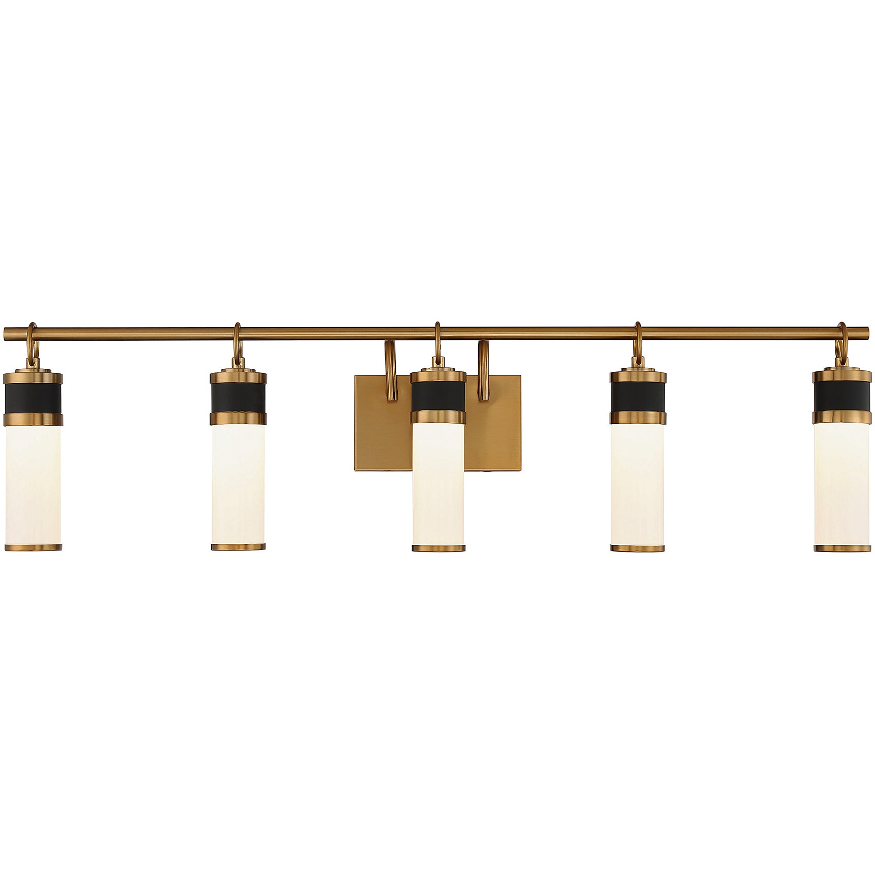 Abel 5-Light LED Bathroom Vanity Light in Matte Black with Warm Brass Accents