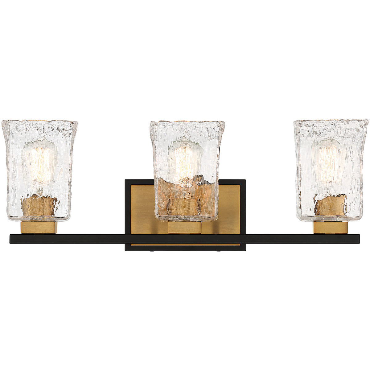 Sidney 3-Light Bathroom Vanity Light in Matte Black with Warm Brass Accents