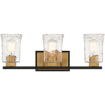 Sidney 3-Light Bathroom Vanity Light in Matte Black with Warm Brass Accents