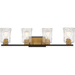 Sidney 4-Light Bathroom Vanity Light in Matte Black with Warm Brass Accents