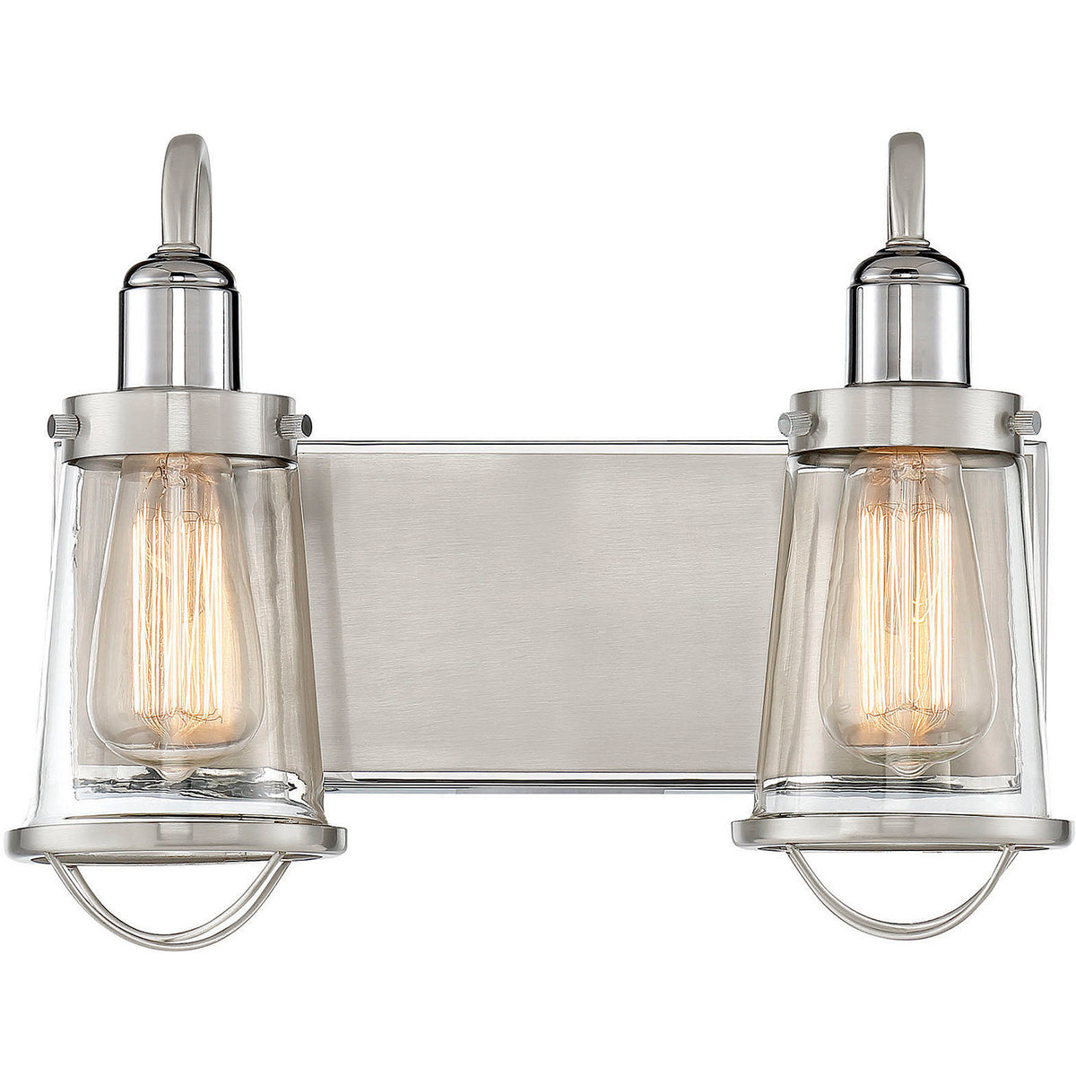 Lansing 2-Light Bathroom Vanity Light in English Bronze and Warm Brass