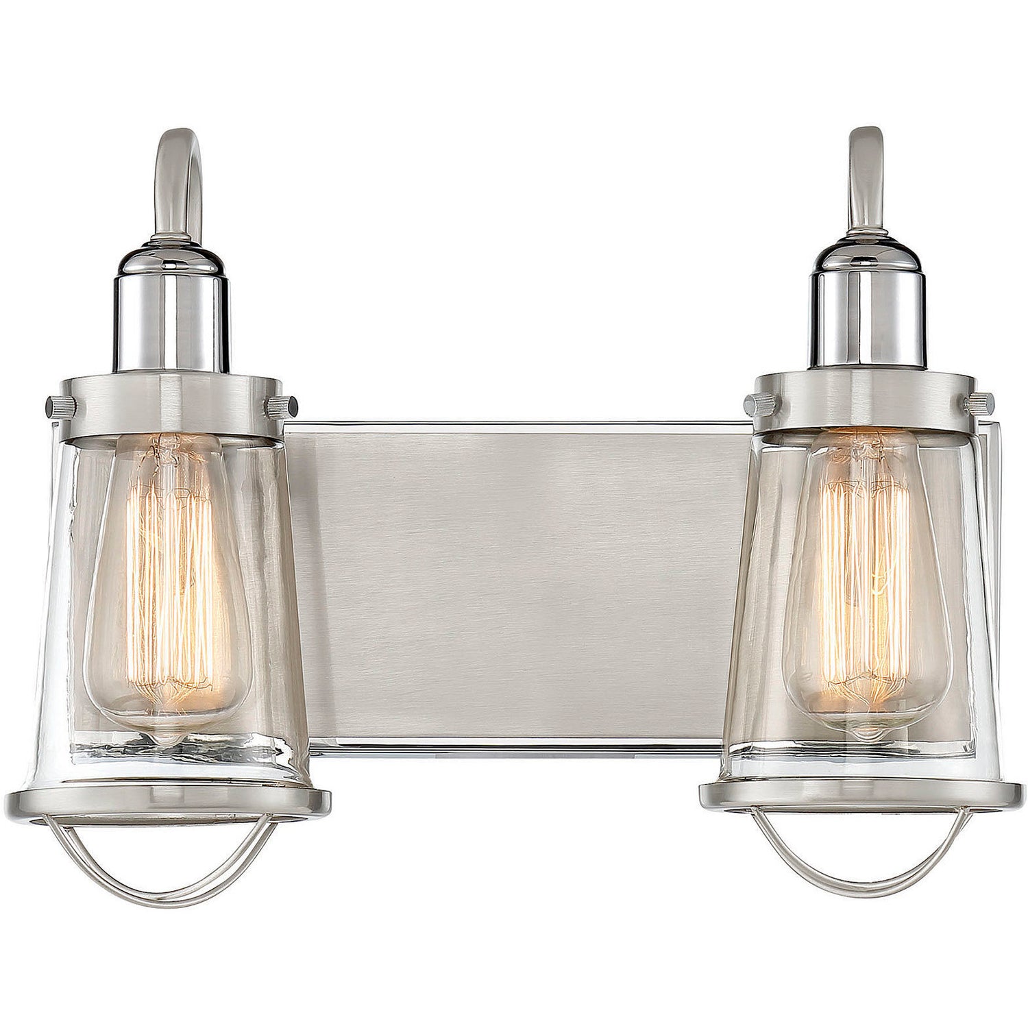 Lansing 2-Light Bathroom Vanity Light in English Bronze and Warm Brass