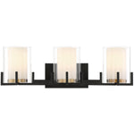 Eaton 3-Light Bathroom Vanity Light in Matte Black with Warm Brass Accents