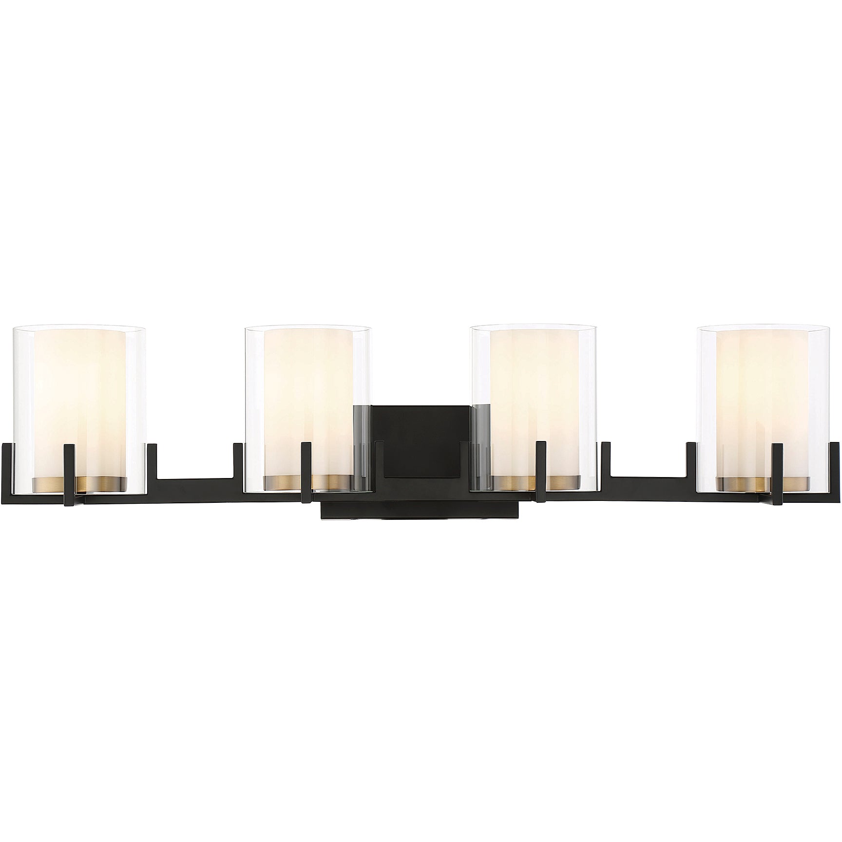 Eaton 4-Light Bathroom Vanity Light in Matte Black with Warm Brass Accents