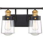 Macauley 2-Light Bathroom Vanity Light in Vintage Black with Warm Brass