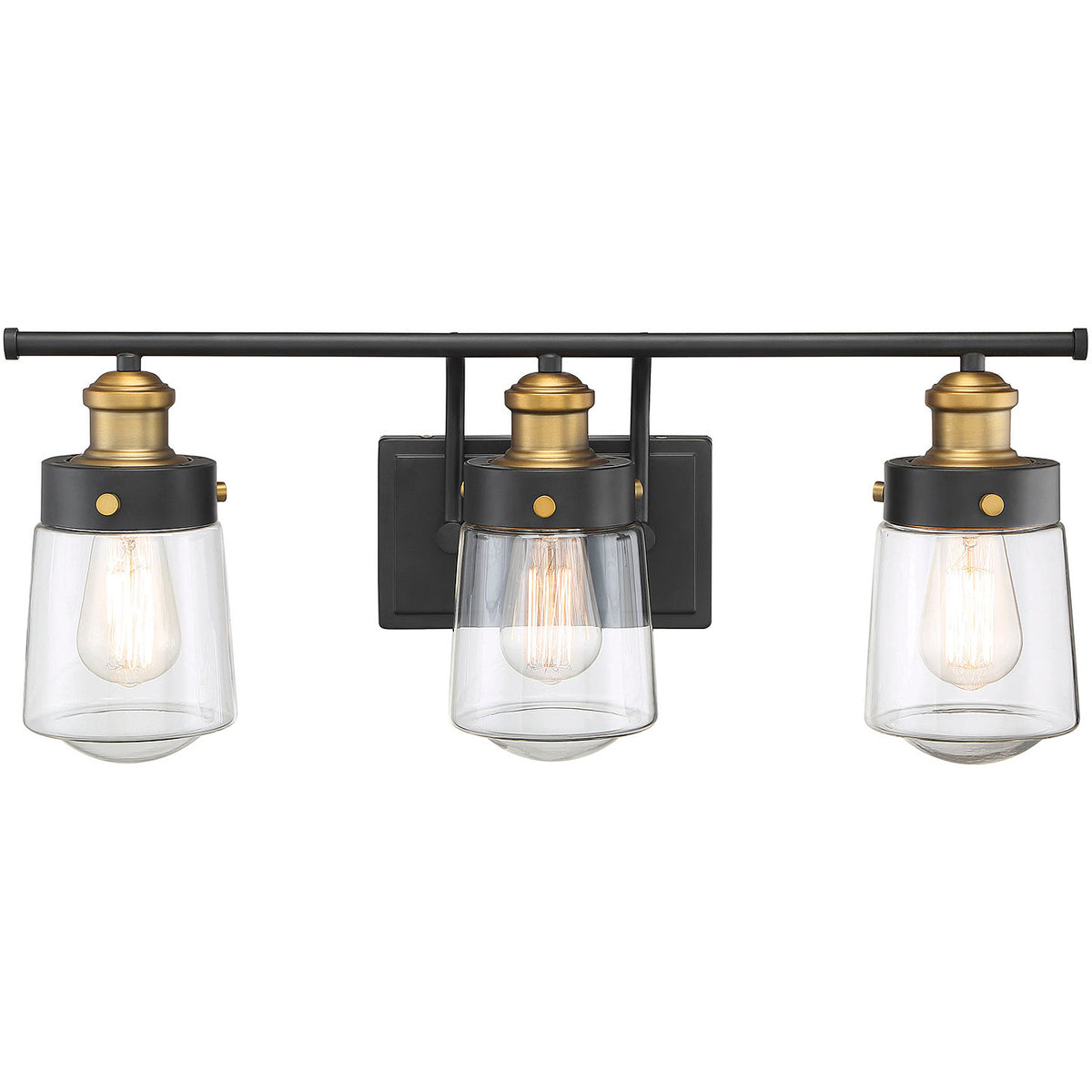 Macauley 3-Light Bathroom Vanity Light in Vintage Black with Warm Brass