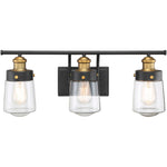 Macauley 3-Light Bathroom Vanity Light in Vintage Black with Warm Brass