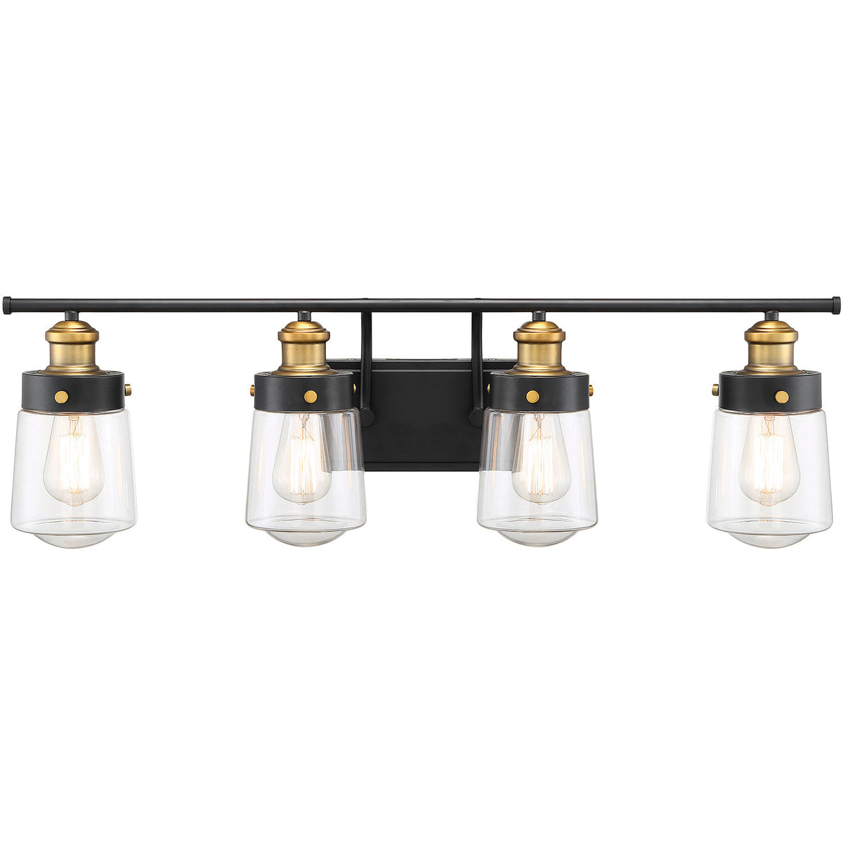 Macauley 4-Light Bathroom Vanity Light in Vintage Black with Warm Brass