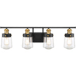 Macauley 4-Light Bathroom Vanity Light in Vintage Black with Warm Brass