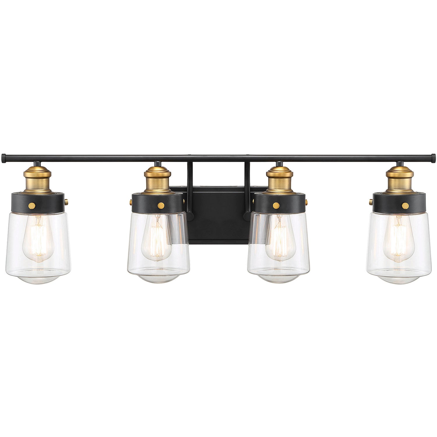 Macauley 4-Light Bathroom Vanity Light in Vintage Black with Warm Brass