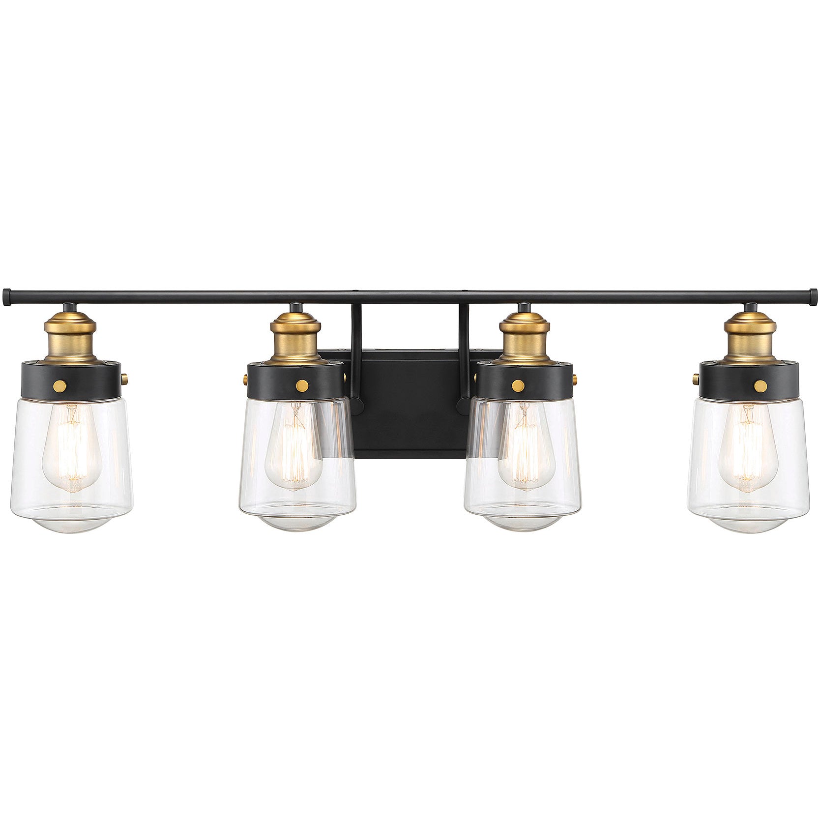 Macauley 4-Light Bathroom Vanity Light in Vintage Black with Warm Brass