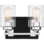 Redmond 2-Light Bathroom Vanity Light in Matte Black with Polished Chrome Accents