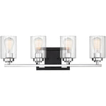 Redmond 4-Light Bathroom Vanity Light in Matte Black with Polished Chrome Accents