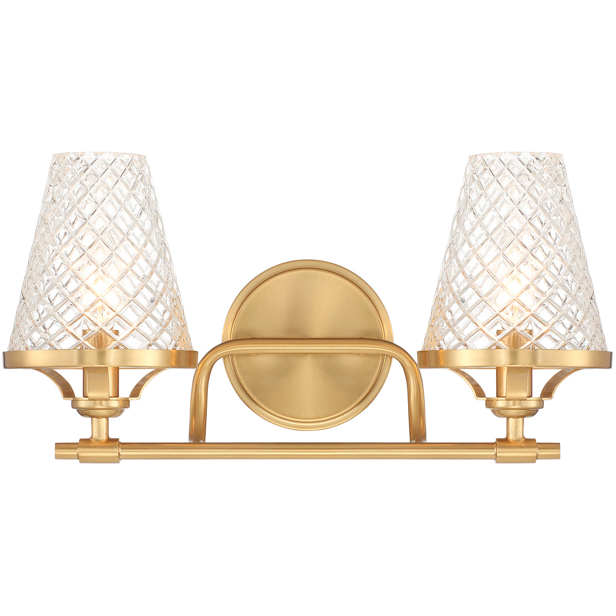 Candler 2-Light Bathroom Vanity Light in Warm Brass