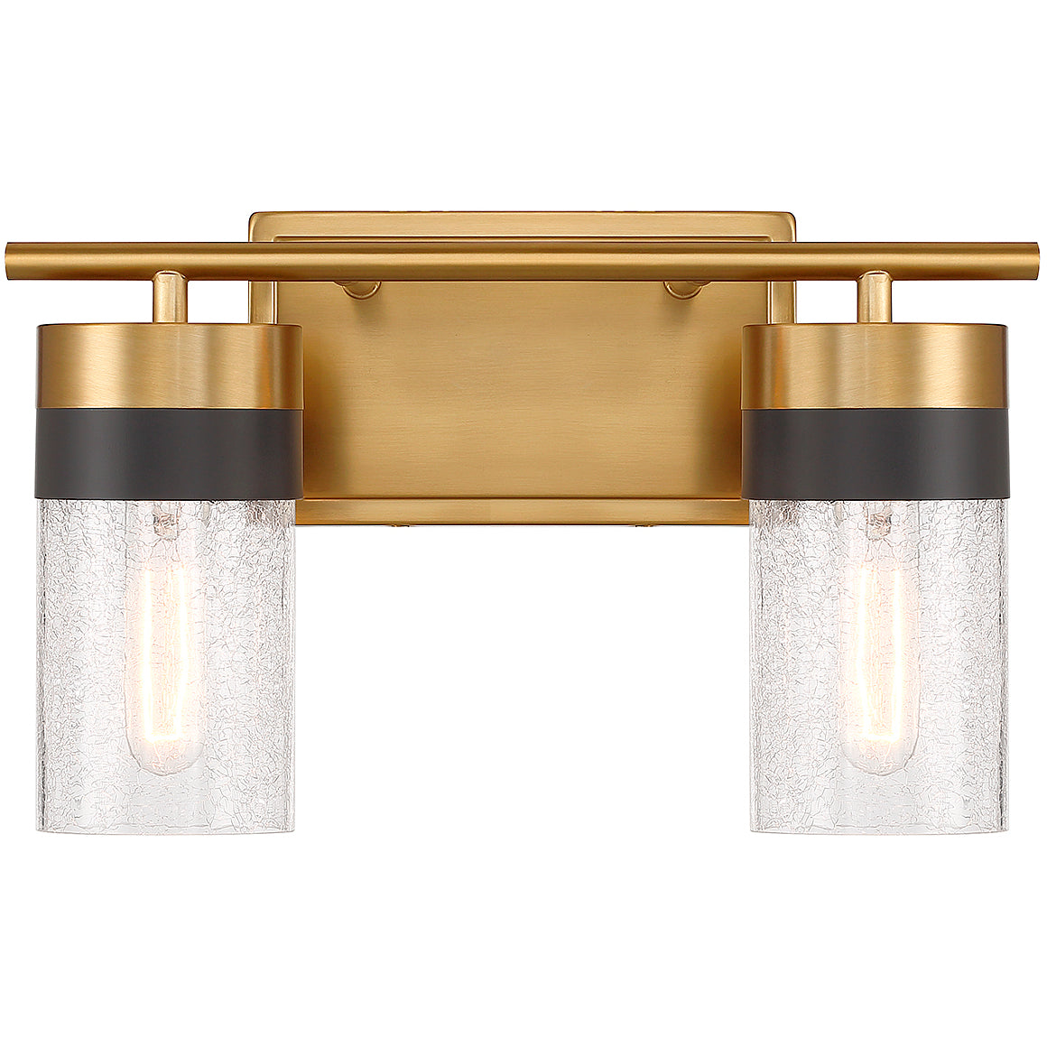 Brickell 2-Light Bathroom Vanity Light in Warm Brass and Black