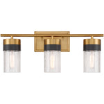 Brickell 3-Light Bathroom Vanity Light in Warm Brass and Black