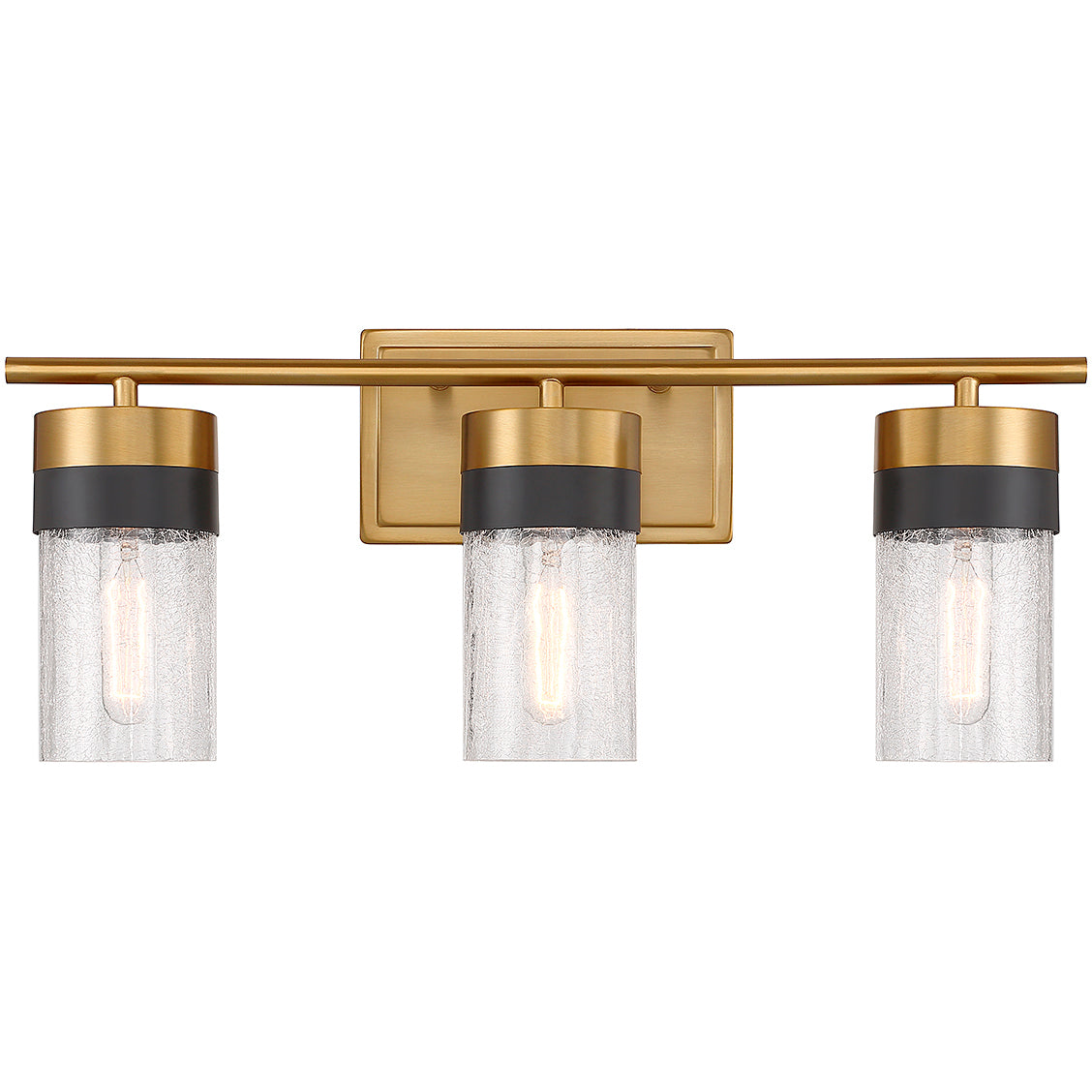 Brickell 3-Light Bathroom Vanity Light in Warm Brass and Black