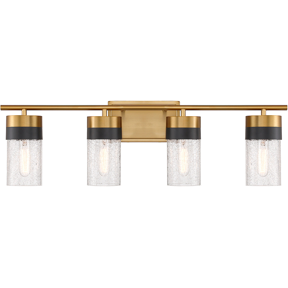 Brickell 4-Light Bathroom Vanity Light in Warm Brass and Black