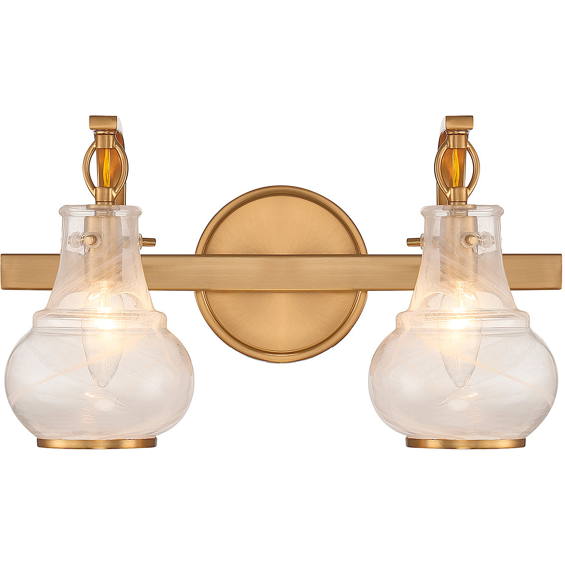 Adams 2-Light Bathroom Vanity Light in Warm Brass