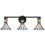 Breur 3-Light Bathroom Vanity Light in Matte Black with Warm Brass Accents