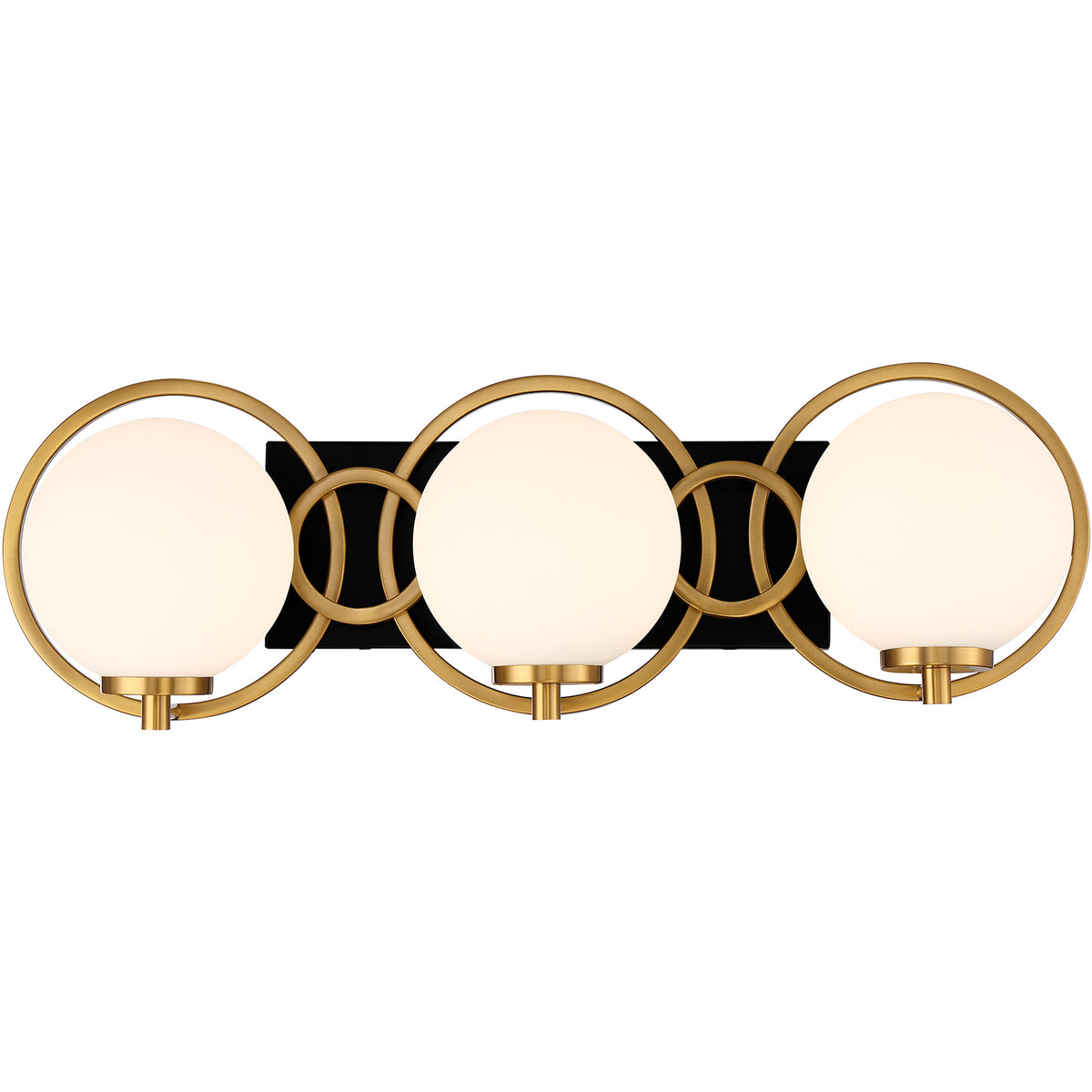 Alhambra 3-Light Bathroom Vanity Light in Matte Black with Warm Brass