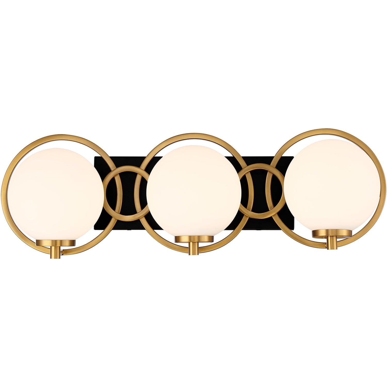 Alhambra 3-Light Bathroom Vanity Light in Matte Black with Warm Brass