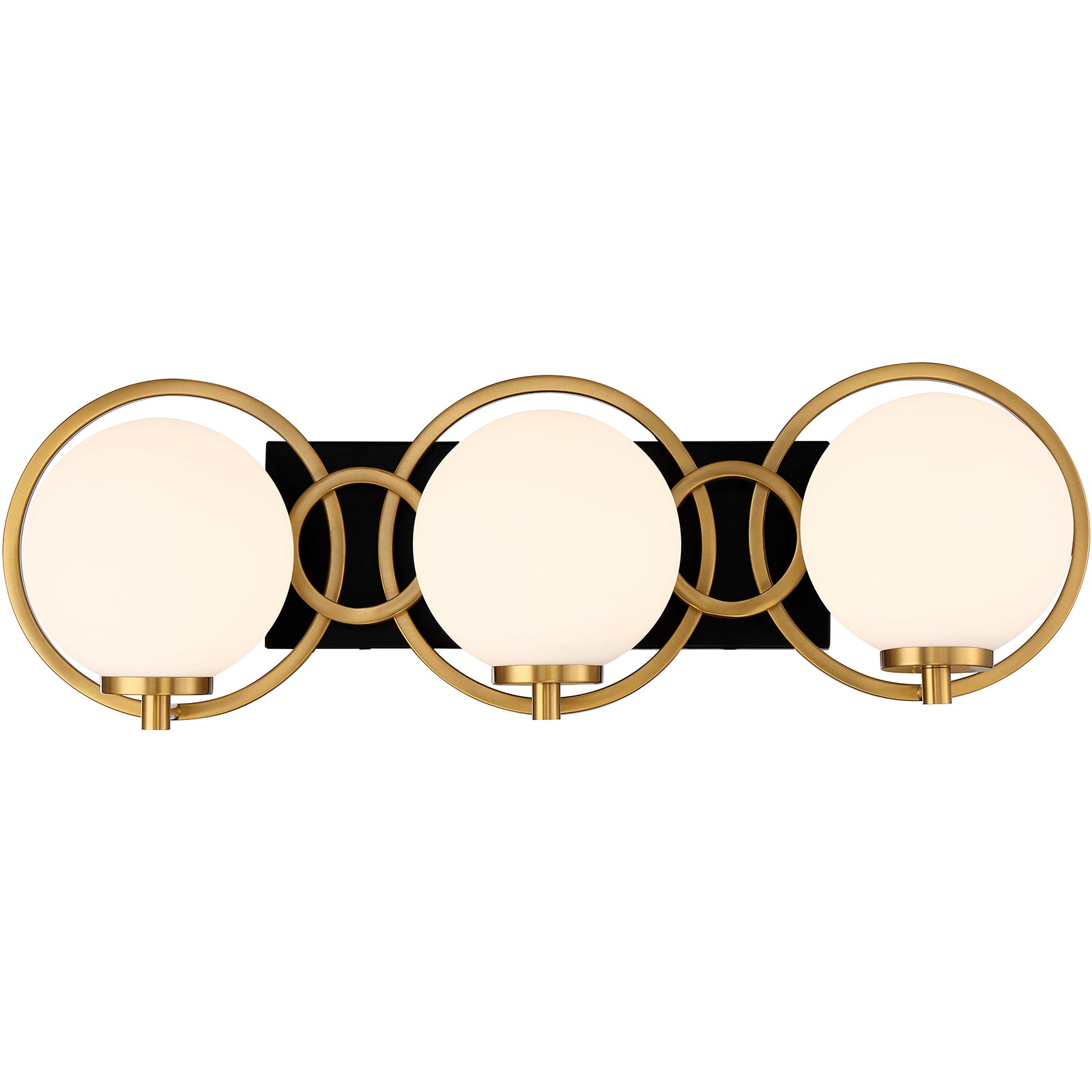 Alhambra 3-Light Bathroom Vanity Light in Matte Black with Warm Brass