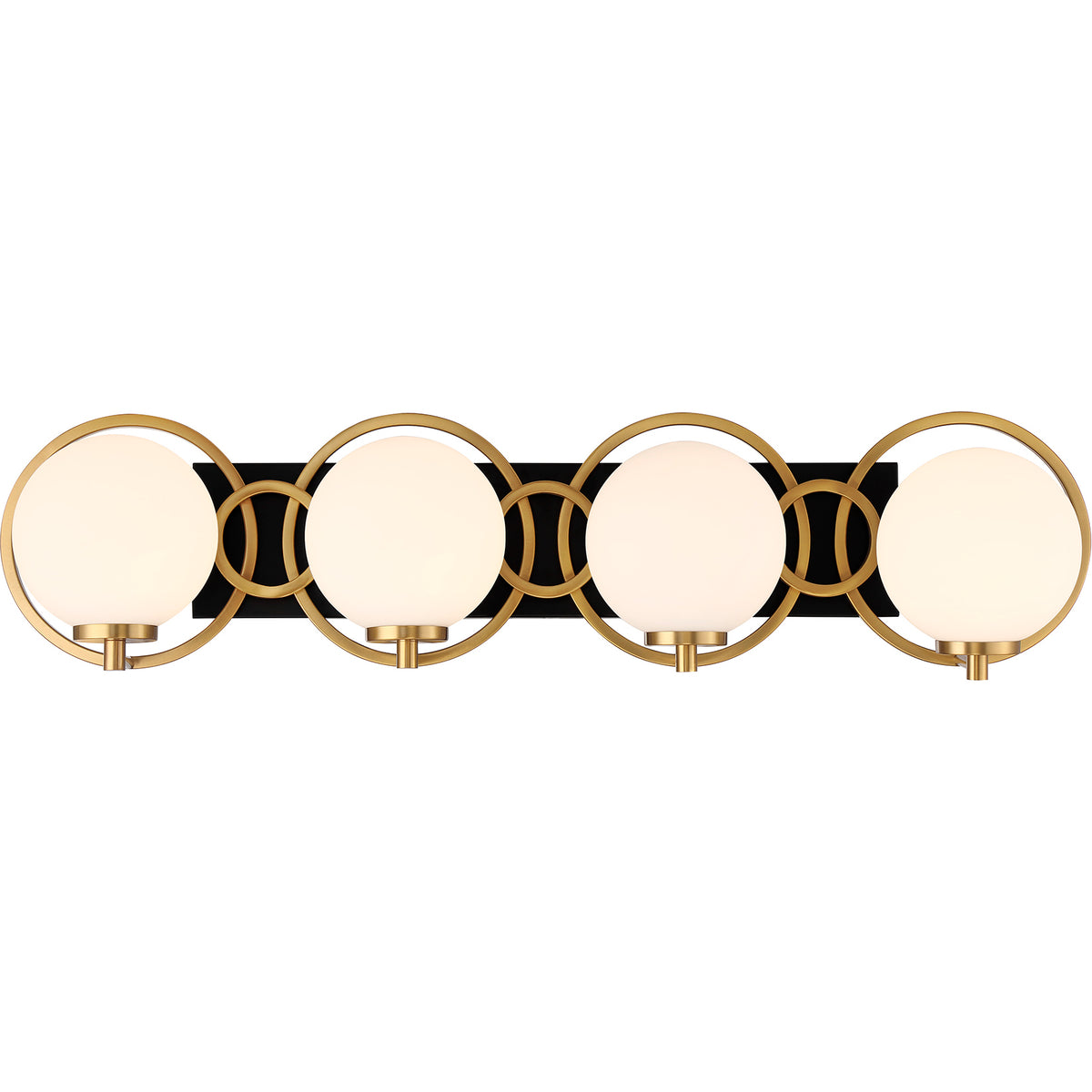 Alhambra 4-Light Bathroom Vanity Light in Matte Black with Warm Brass