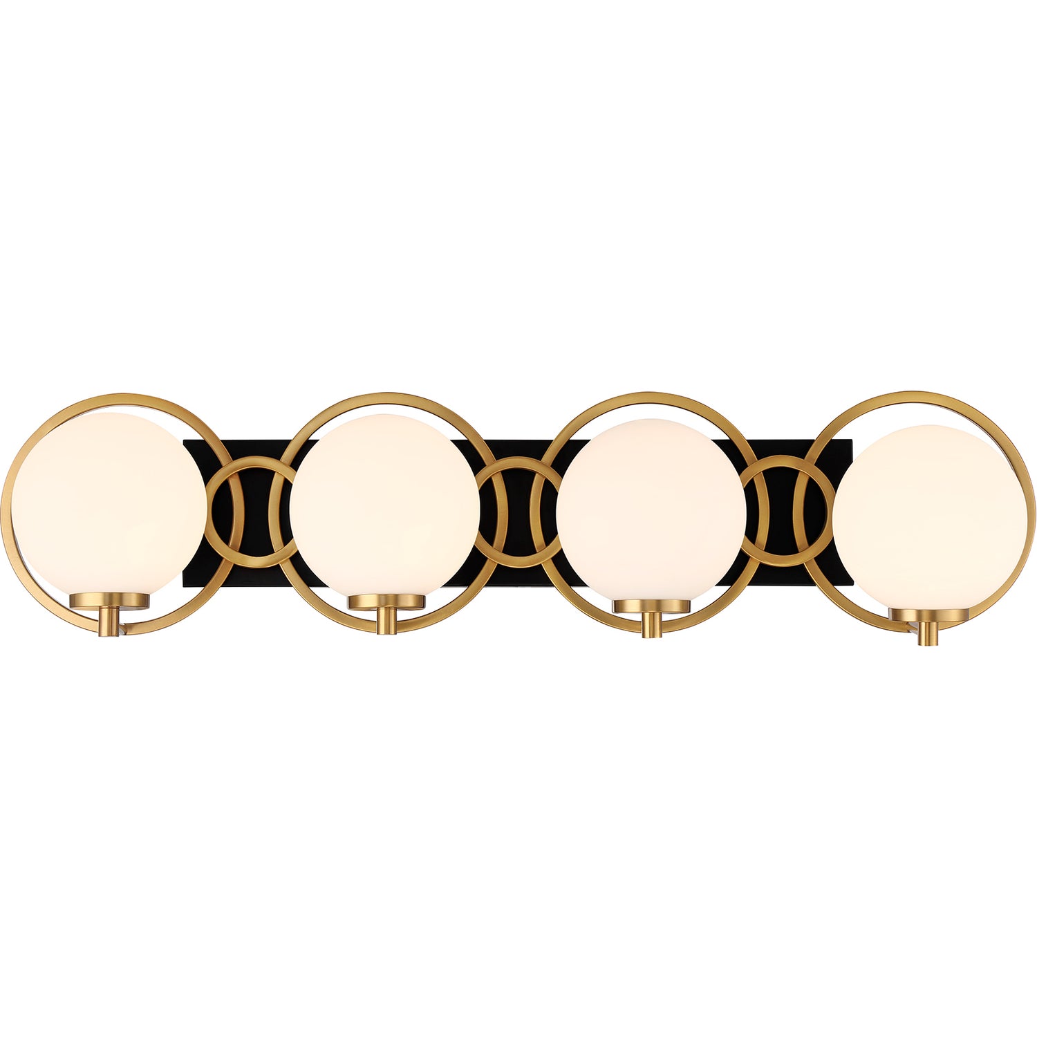 Alhambra 4-Light Bathroom Vanity Light in Matte Black with Warm Brass
