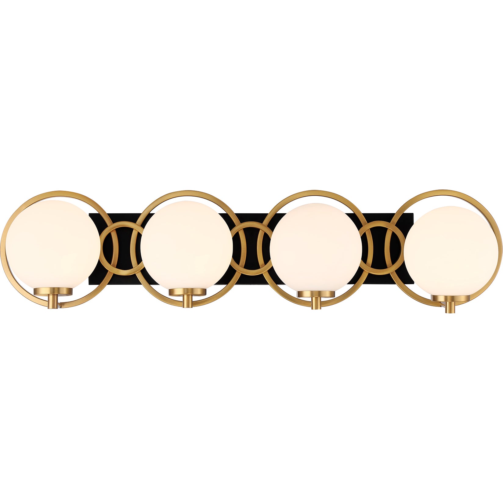 Alhambra 4-Light Bathroom Vanity Light in Matte Black with Warm Brass