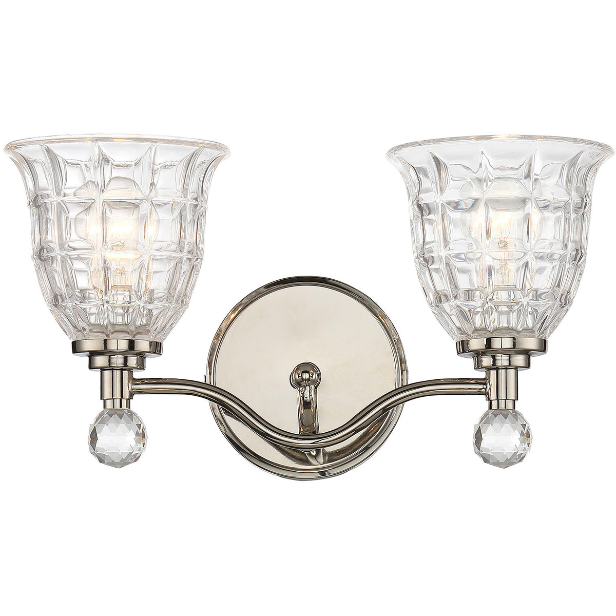 Birone 2-Light Bathroom Vanity Light in Polished Nickel