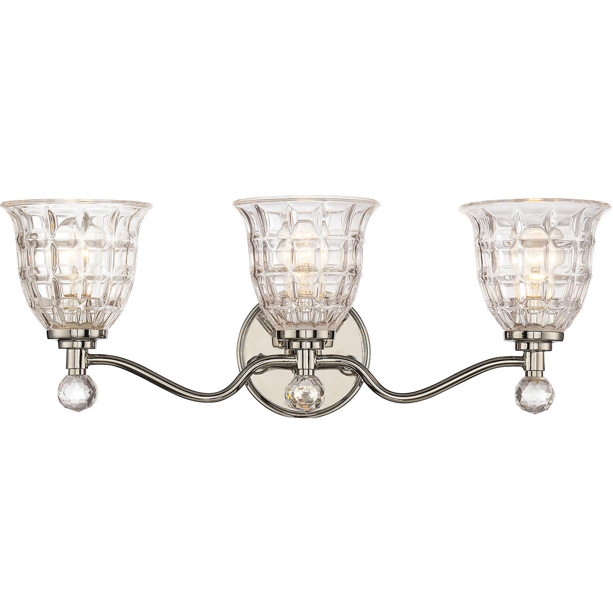 Birone 3-Light Bathroom Vanity Light in Polished Nickel