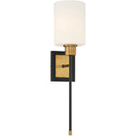 Alvara 1-Light Wall Sconce in Matte Black with Warm Brass Accents