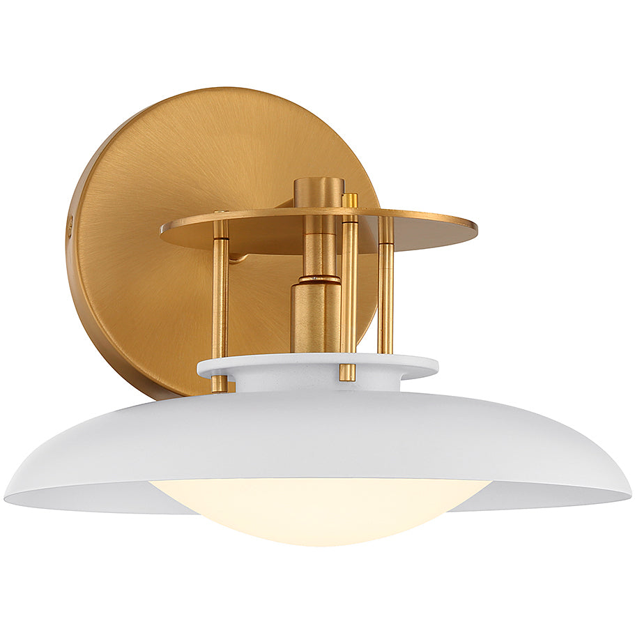 Gavin 1-Light Wall Sconce in Matte Black with Warm Brass Accents