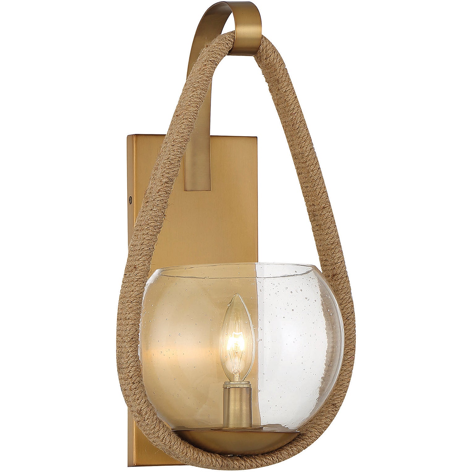 Ashe 1-Light Wall Sconce in Warm Brass and Rope