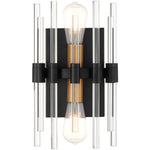 Santiago 2-Light Wall Sconce in Matte Black with Warm Brass Accents