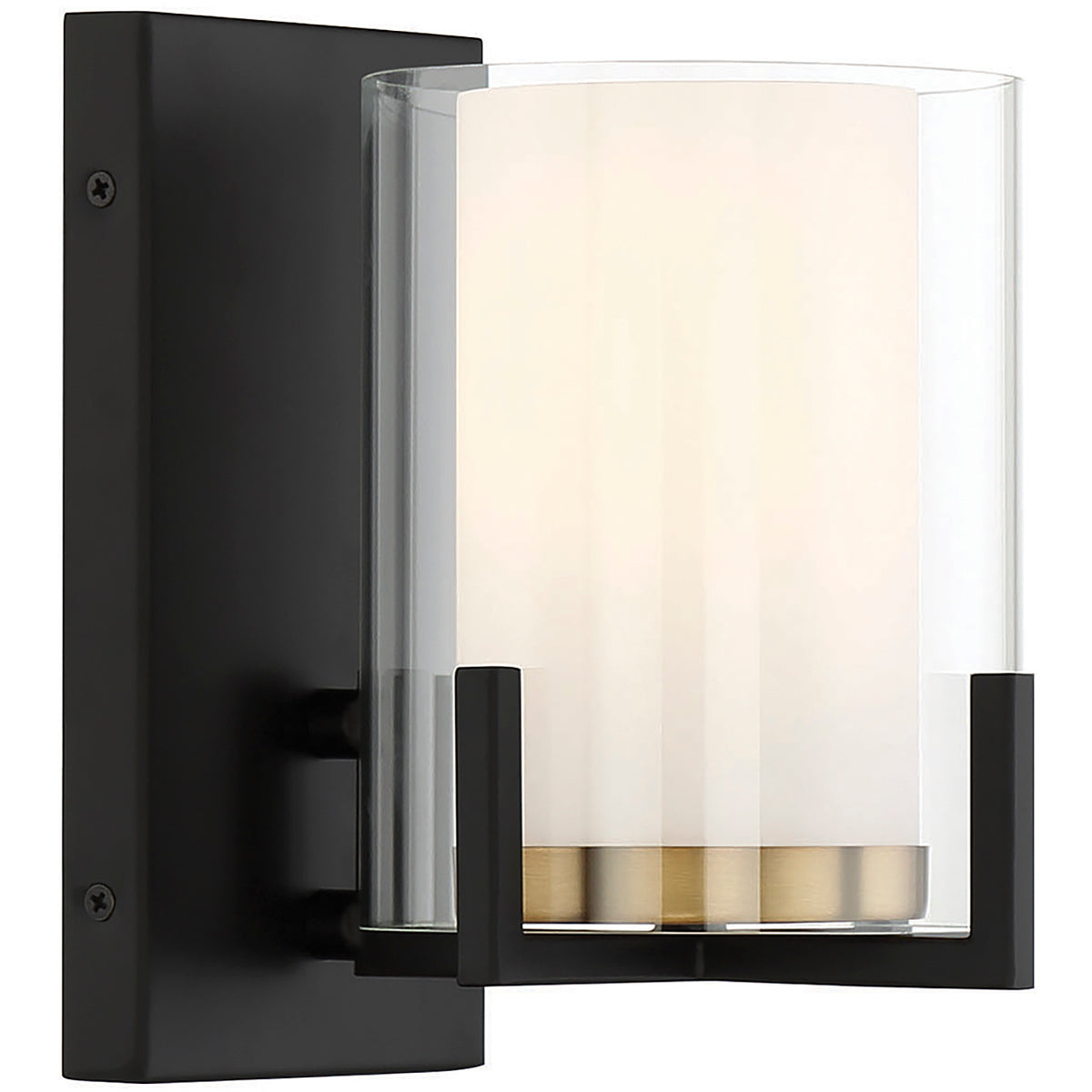 Eaton 1-Light Wall Sconce in Matte Black with Warm Brass Accents