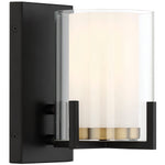 Eaton 1-Light Wall Sconce in Matte Black with Warm Brass Accents