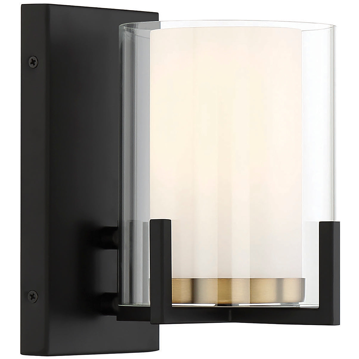 Eaton 1-Light Wall Sconce in Matte Black with Warm Brass Accents