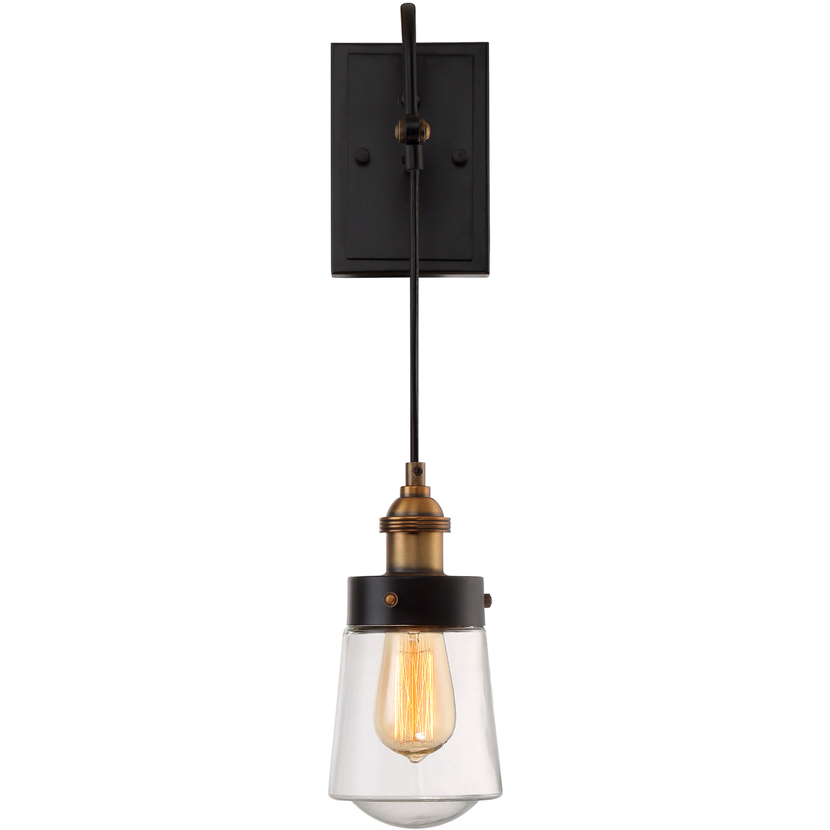 Macauley 1-Light Wall Sconce in Vintage Black with Warm Brass