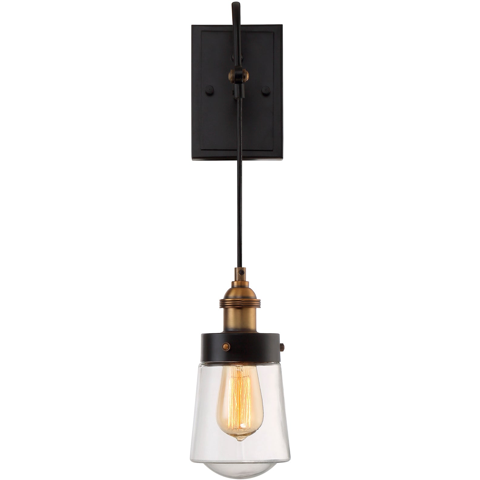 Macauley 1-Light Wall Sconce in Vintage Black with Warm Brass