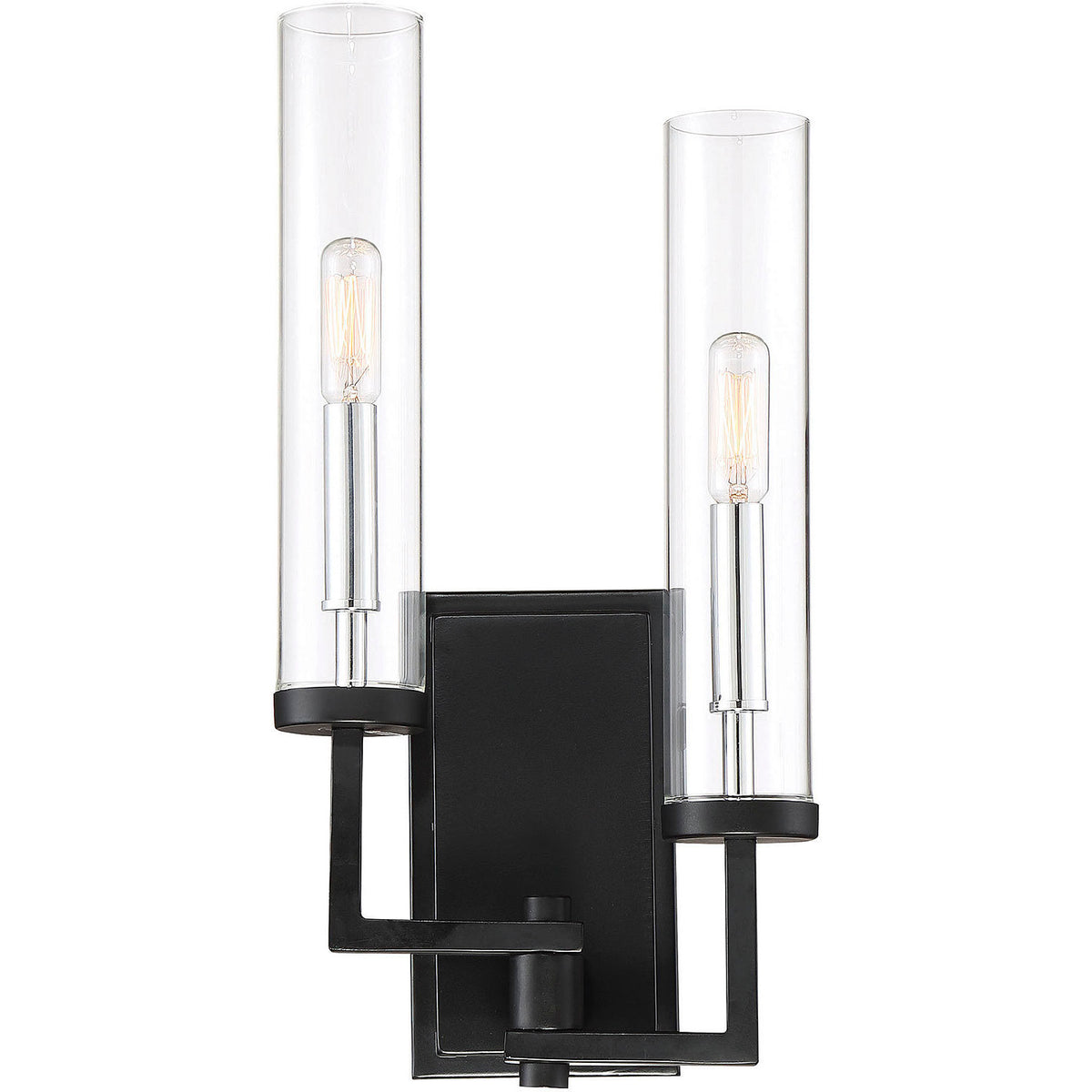Folsom 2-Light Adjustable Wall Sconce in Matte Black with Polished Chrome Accents