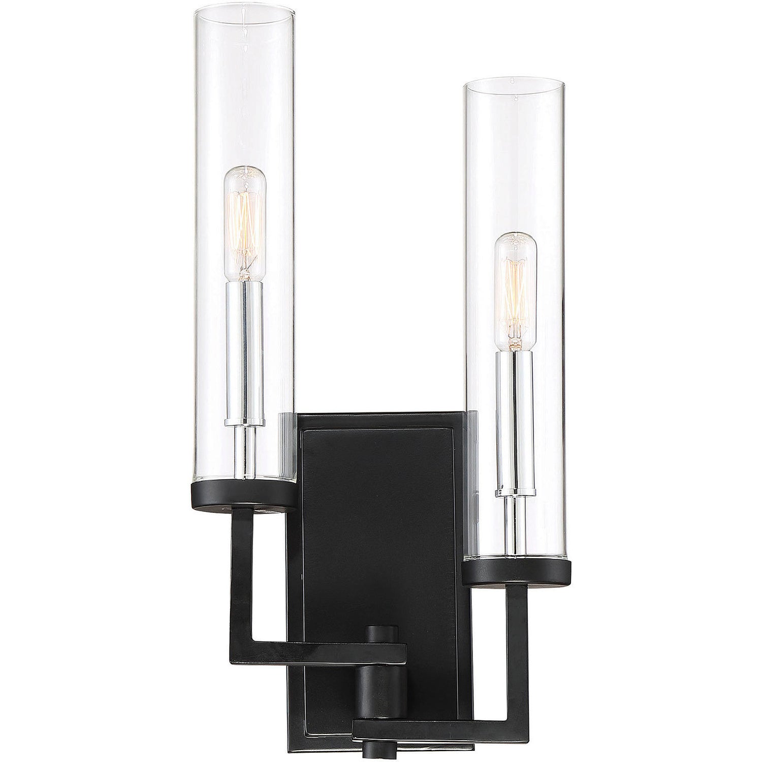 Folsom 2-Light Adjustable Wall Sconce in Matte Black with Polished Chrome Accents